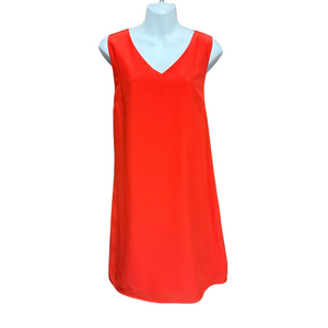 Cynthia Rowley NWT red silk lined minimalist sleeveless sheath dress back bow 12